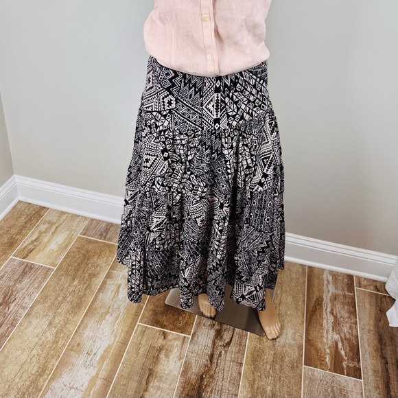 Chaps Women's Maxi Skirt Sz M Geometric‎ Print Black & White - Picture 16 of 16